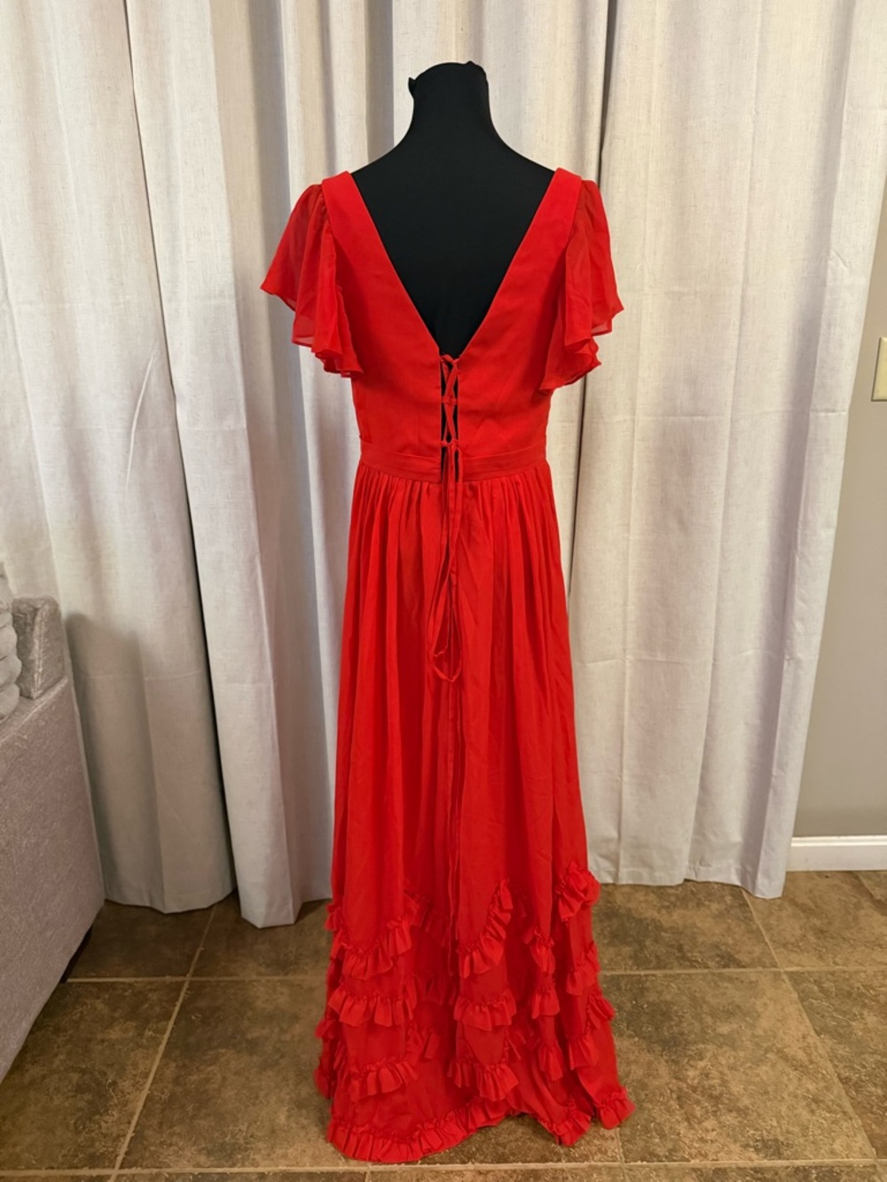 Long Red Dress Bridgerton Inspired Size 12 NWT - Picture 2 of 7
